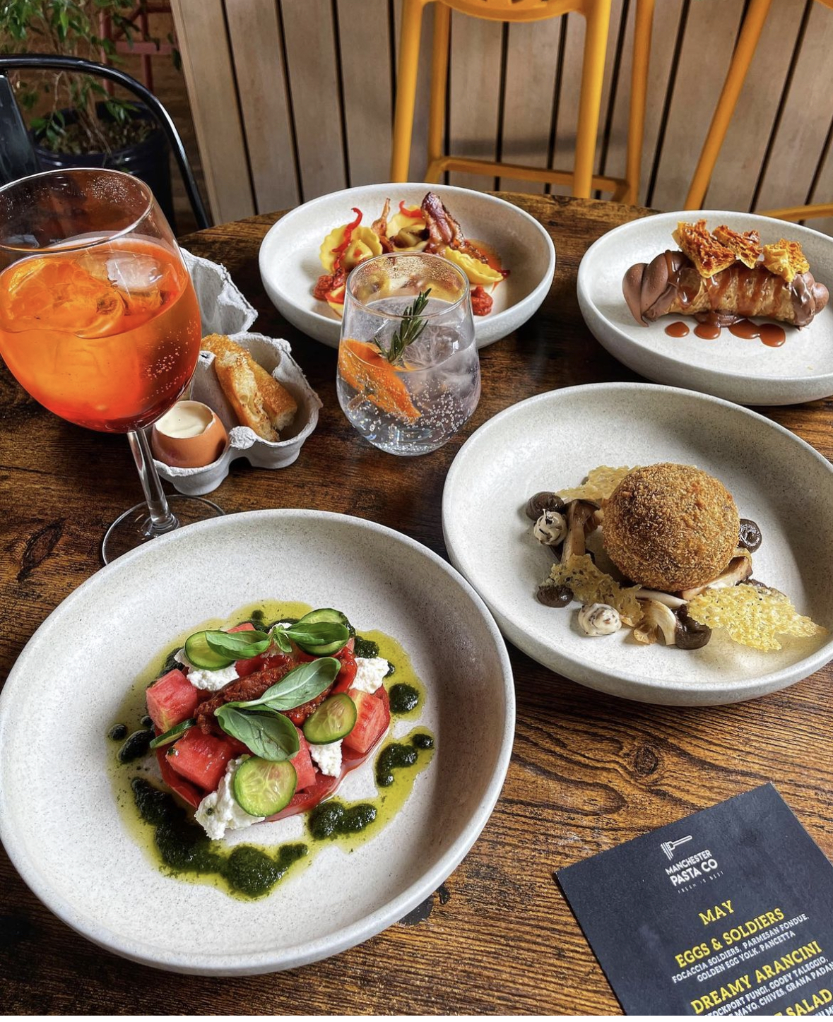 Beautiful spread of Italian dishes